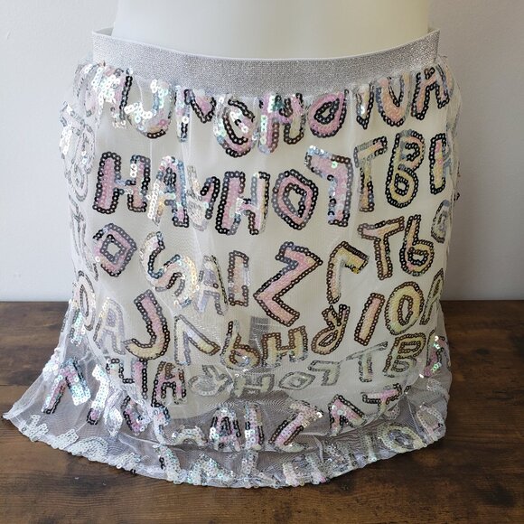 Silver Pink Sequin Letter Mesh Skirt Crop Top from Monster High Wardrobe - Picture 4 of 12